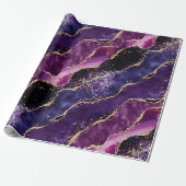 Luxe Gemstone Purple Gold Glitter Agate Geschenkpapier (Ungerollt)