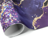 Luxe Gemstone Purple Gold Glitter Agate Geschenkpapier (Rolleneckpunkt)