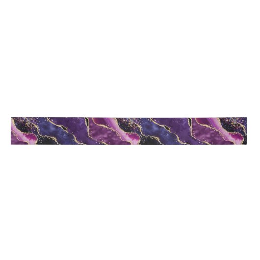 Luxe Gemstone Purple Gold Glitter Agate Satinband (Vorderseite)
