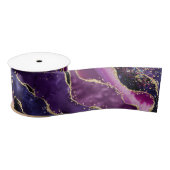 Luxe Gemstone Purple Gold Glitter Agate Satinband (Spule)
