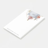 Luxe Geometric Floral mit Monogramm Post-it Klebezettel (angewinkelt)