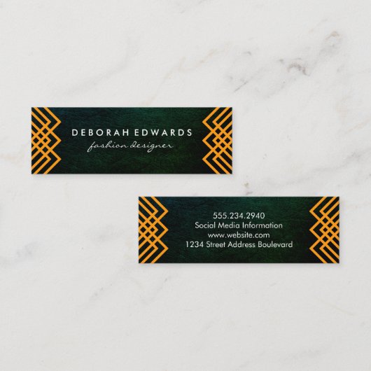 Luxe Geometric Lines Chic Texture Mini Visitenkarte (Vorne/Hinten)