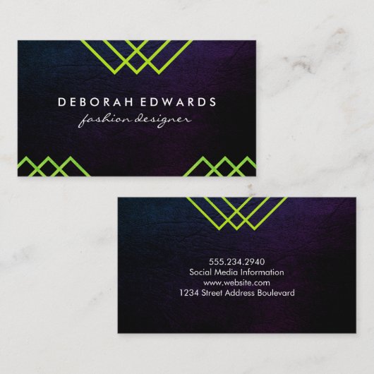 Luxe Geometric Lines Chic Texture Visitenkarte (Vorne/Hinten)