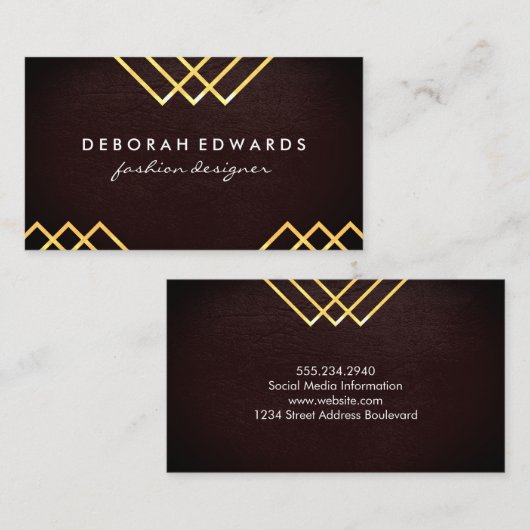 Luxe Geometric Lines Visitenkarte (Vorne/Hinten)