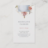 Luxe geometrisches Blumen mit Monogramm Visitenkarte (Rückseite)