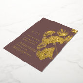 Luxe Gingko Leaf Real Gold Wedding Folieneinladung (Gedreht)
