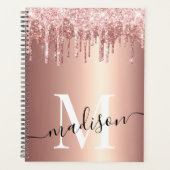 Luxe Girly Rose Gold Foil Glitzer Tropfen Monogram Planer (Vorderseite)