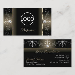 Luxe Glam Black Beige gezückte Juwelen mit Logo Visitenkarte