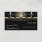 Luxe Glam Black Beige gezückte Juwelen mit Logo Visitenkarte (Rückseite)