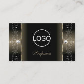 Luxe Glam Black Beige gezückte Juwelen mit Logo Visitenkarte (Vorderseite)