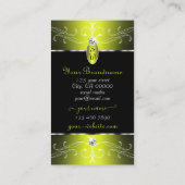 Luxe Glam Black Yellow Verziert Ornament Monogram Visitenkarte (Rückseite)