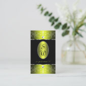 Luxe Glam Black Yellow Verziert Ornament Monogram Visitenkarte (Stehend Vorderseite)