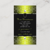 Luxe Glam Black Yellow Verziert Ornaments Initials Visitenkarte (Rückseite)