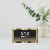 Luxe Glam Dark Gold Rahmen Braun Farbe mit Logo Visitenkarte (Stehend Vorderseite)