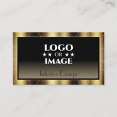 Luxe Glam Dark Gold Rahmen Braun Farbe mit Logo Visitenkarte (Vorderseite)