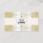 Luxe Glam Gold Creme Verziert Borders Logo und Fot Visitenkarte (Vorderseite)