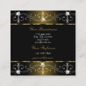 Luxe Glam Gold Schwarze Verzierte Ornamente mit Fo Quadratische Visitenkarte (Rückseite)