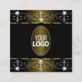 Luxe Glam Gold und Black Verziert Ornaments Logo h Quadratische Visitenkarte (Vorderseite)