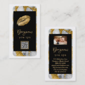 Luxe Glam Handy Gold QR LOGO Foto Visitenkarte (Vorne/Hinten)