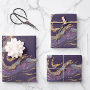 Luxe Glam Iridescent Marble Wirbel Gift Wrap Set Geschenkpapier Set