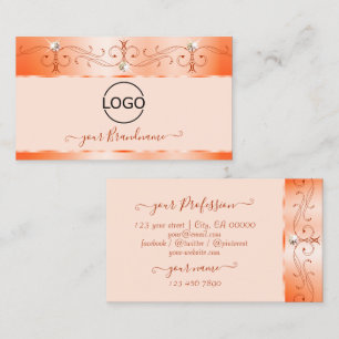 Luxe Glam Lachs Verzierte Schmuckstücke mit Logo Visitenkarte