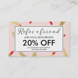 Luxe Glam Lipstick-Muster auf rosa Referenzkarte Empfehlungskarte