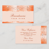 Luxe Glam Peach Verziert Sparkling Juwelen Ornamen Visitenkarte (Vorne/Hinten)