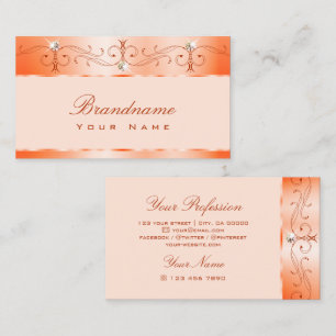 Luxe Glam Peach Verziert Sparkling Juwelen Ornamen Visitenkarte