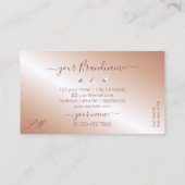 Luxe Glam Rose Gold Sparkling Diamonds Initialen Visitenkarte (Rückseite)