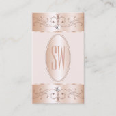 Luxe Glam Rose Gold Verzierte Ornamente Monogramm Visitenkarte (Vorderseite)