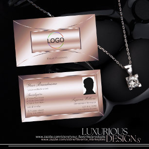 Luxe Glam Rose Golden mit Logo und Foto Stilvoll Visitenkarte