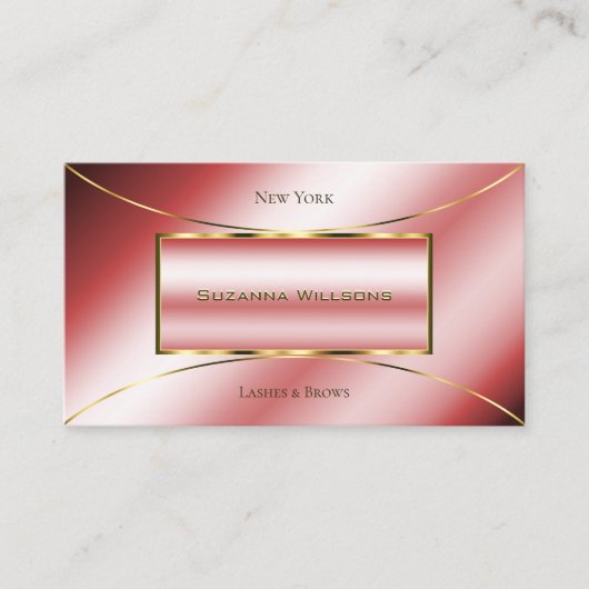 Luxe Glam Ruby Red mit glamourösem Gold Dekor Chic Visitenkarte (Vorderseite)
