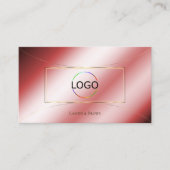 Luxe Glam Ruby Red mit Gold Dekoration und Logo Mo Visitenkarte (Vorderseite)