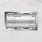 Luxe Glam Silver Glamour mit Monogramm und Logo Visitenkarte (Rückseite)