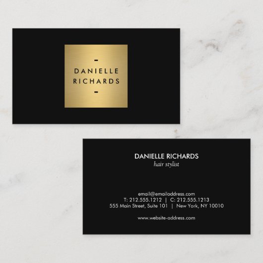 Luxe Glamour Black and Gold Business Card Visitenkarte (Vorne/Hinten)