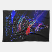 Luxe Glittery Navy Xmas Tree Name Küche Handtücher (Horizontal)