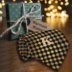 Luxe Glitzer Polka Dots personalisieren Name Black Krawatte