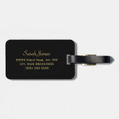 Luxe Gold Black Floral Damask Pink Bow und Name Gepäckanhänger (Rückseite horizontal)