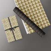 Luxe Gold Black Geometric Patterns Glitzer Geschenkpapier Set