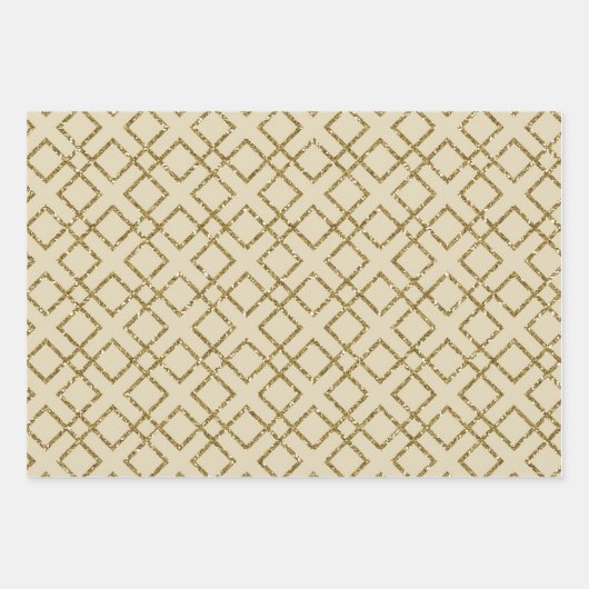 Luxe Gold Black Geometric Patterns Glitzer Geschenkpapier Set (Vorderseite 2)