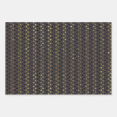 Luxe Gold Black Geometric Patterns Glitzer Geschenkpapier Set (Vorderseite)