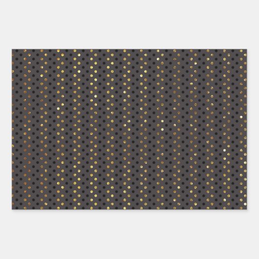 Luxe Gold Black Geometric Patterns Glitzer Geschenkpapier Set (Vorderseite)