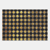 Luxe Gold Black Polka Fan Patterns Glitzer Geschenkpapier Set (Vorderseite)