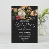 Luxe Gold Black Silver Weihnachtsfeier Hochzeit Einladung (Stehend Vorderseite)