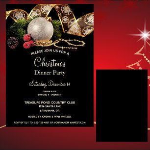 Luxe Gold Black Silver Xmas Ornamente Abendessen P Einladung