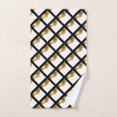 LUXE GOLD BLACK WAVE GRID BATH TOWEL SET (Handtuch)