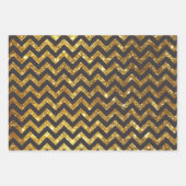 Luxe Gold Black Zickzack Art Deco Glitzer Geschenkpapier Set (Vorderseite)