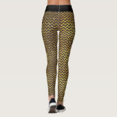 Luxe Gold Black Zickzack Imitate Glitzer Glam Leggings (Rückseite)