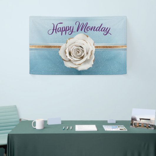 Luxe Gold Blue Glitzer Happy Montag Banner (Messeveranstaltung)