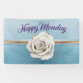 Luxe Gold Blue Glitzer Happy Montag Banner (Horizontal)